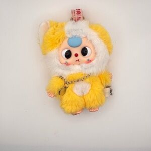 Cute Yellow and White Plush Toy with Chain